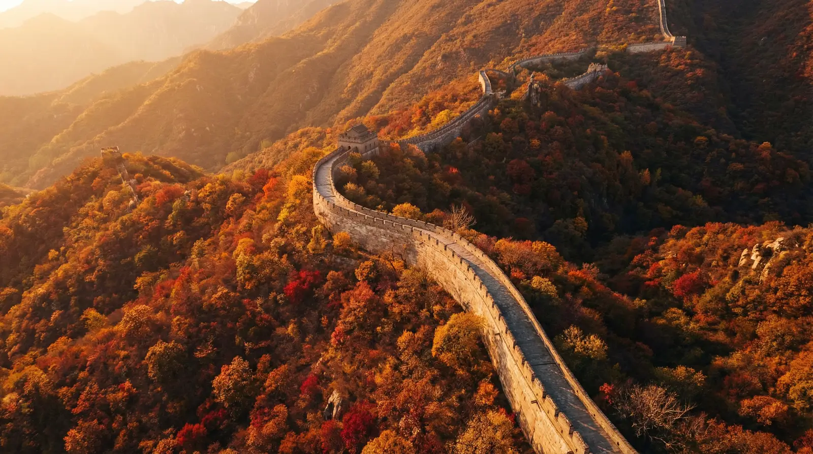 密桃视频 秋日长城航拍全景